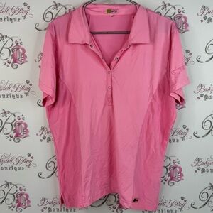 Swing tshirt polo preppy snap buttons half golf ⛳️ style Pink Polo Shirt